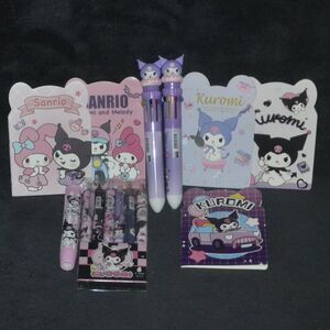 Purple Kuromi Stationary Valentines Gift Idea Kawaii Pens Mini Notebook Bundle